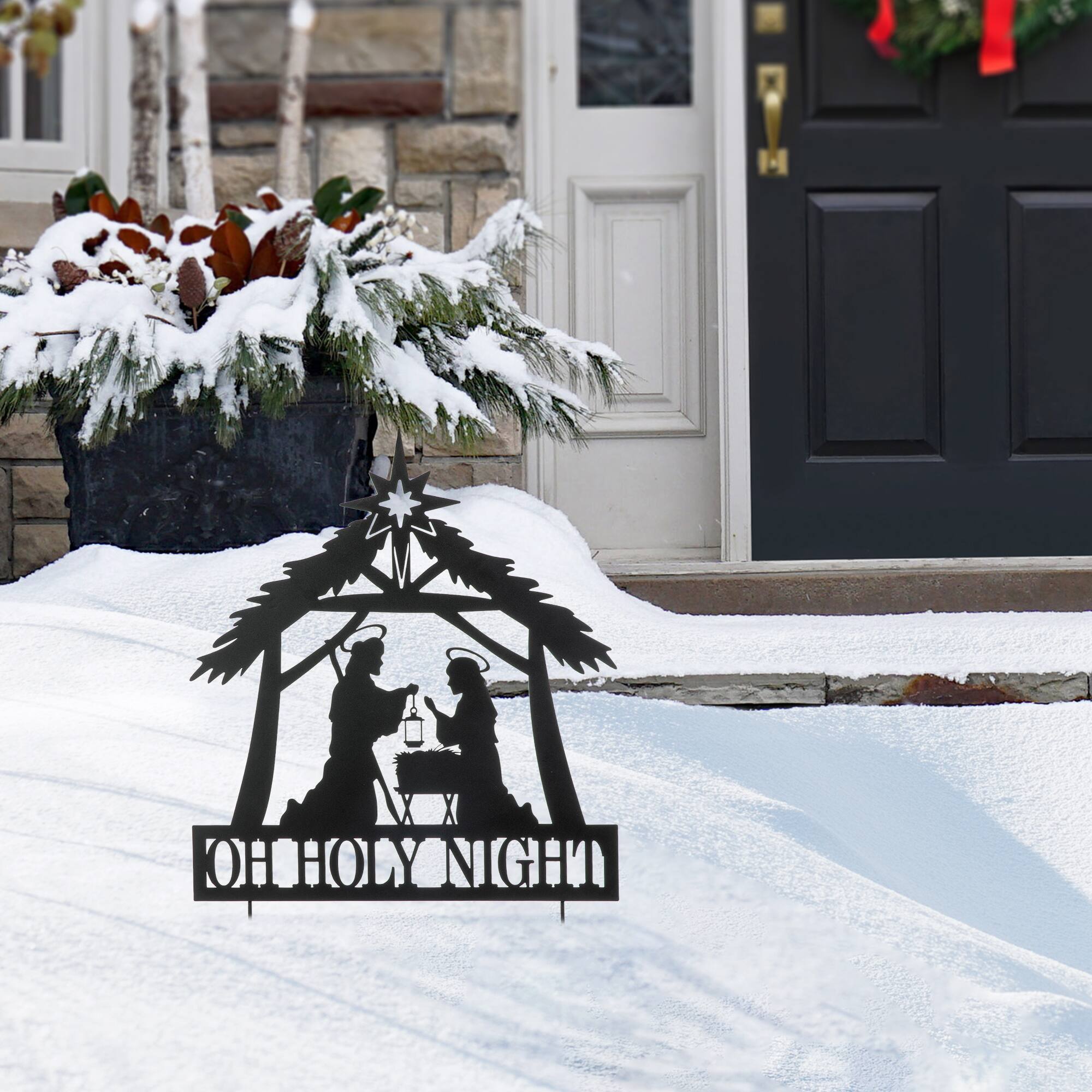 Glitzhome® 2.5ft. Metal Nativity Silhouette Yard Stake